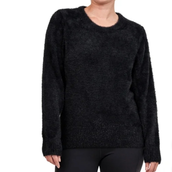 Bleu Gray Eyelash Sweater Women's Small Black Cozy Crewneck Top - Picture 12 of 13